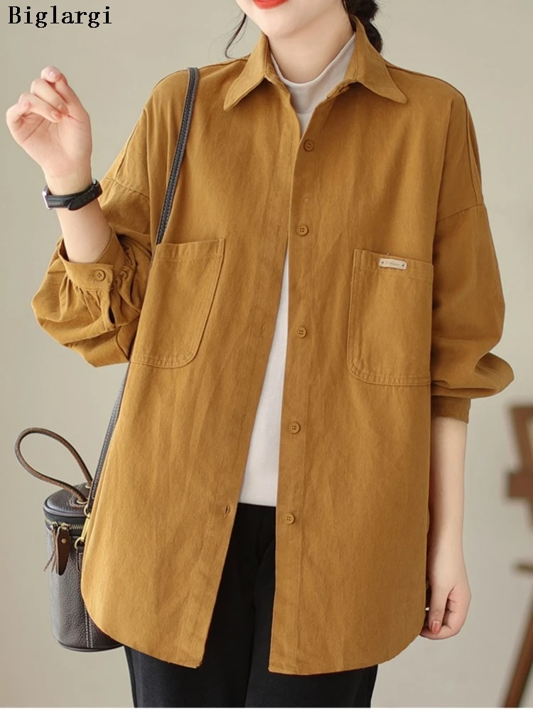 

Oversized Autumn Shirts Coats Women Print Embroidery Fashion Loose Pleated Ladies Blouses Casual Woman Shirts Coats