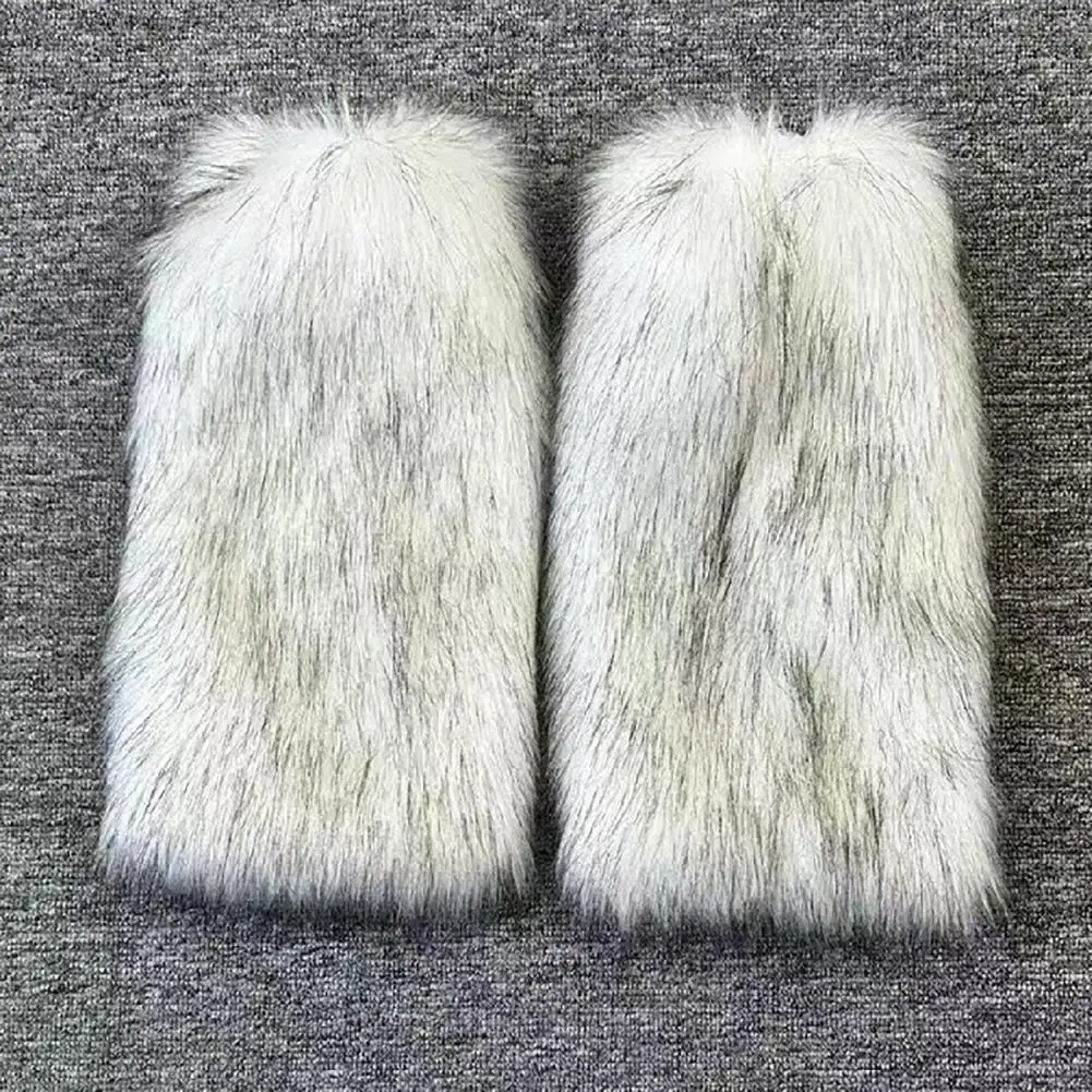 Warm Leg Cuffs Women's Imitation Wolf Hair Plush Boot Cuffs for Stage Performances Halloween Christmas Costumes Cozy Leg Warmers