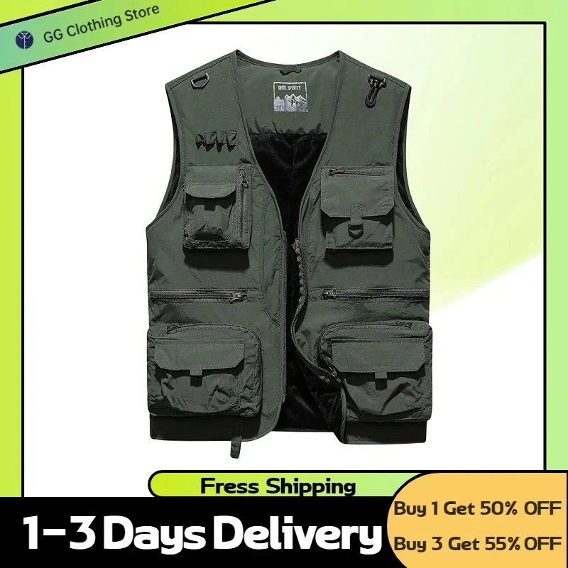 Tactical Military Vest Coat Men's Sleeveless Vests Jackets Man Work Male Models Clothes Motorcyclist Biker Oversize Formal Mens