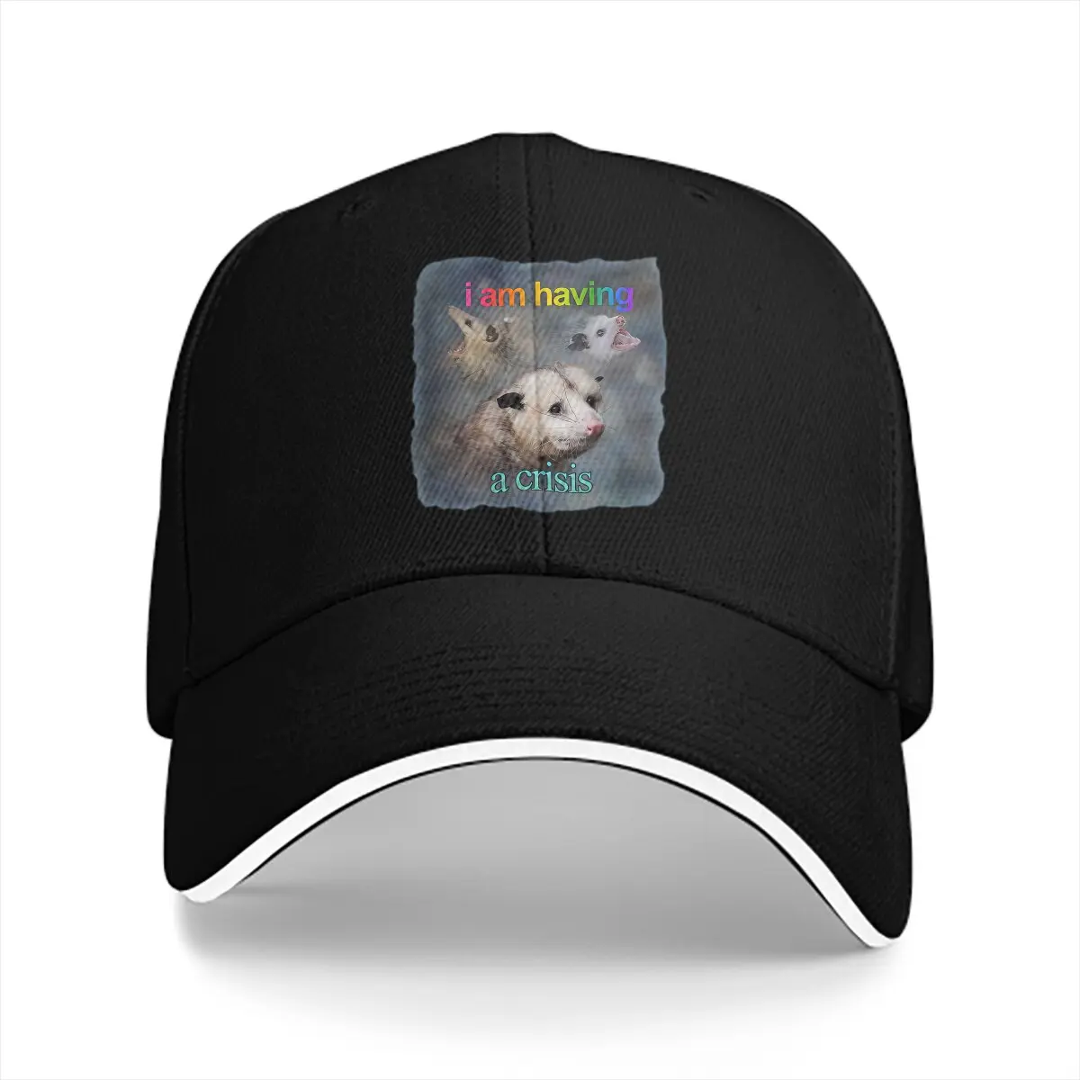 Opossum cappello Multicolor berretto da uomo con visiera I Am have A Crisis Possum Word Art cappelli di protezione della visiera personalizzati