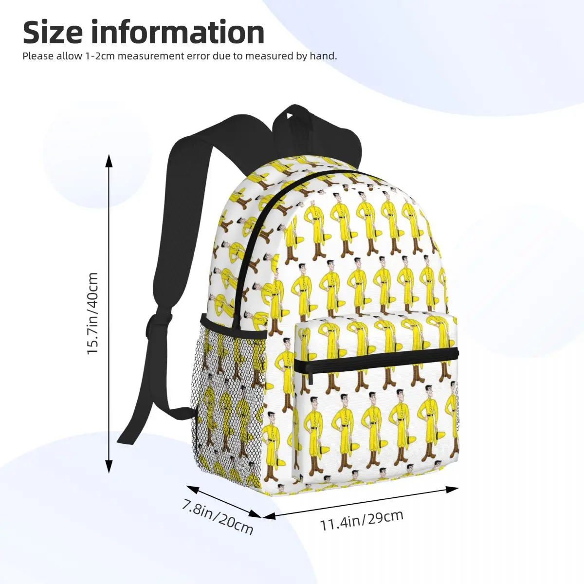 The Man With The Yellow Hat Curious George Anime Student Backpack School Bag Hiking Daypack for Boys Girls Bookbag Shoulder Bags