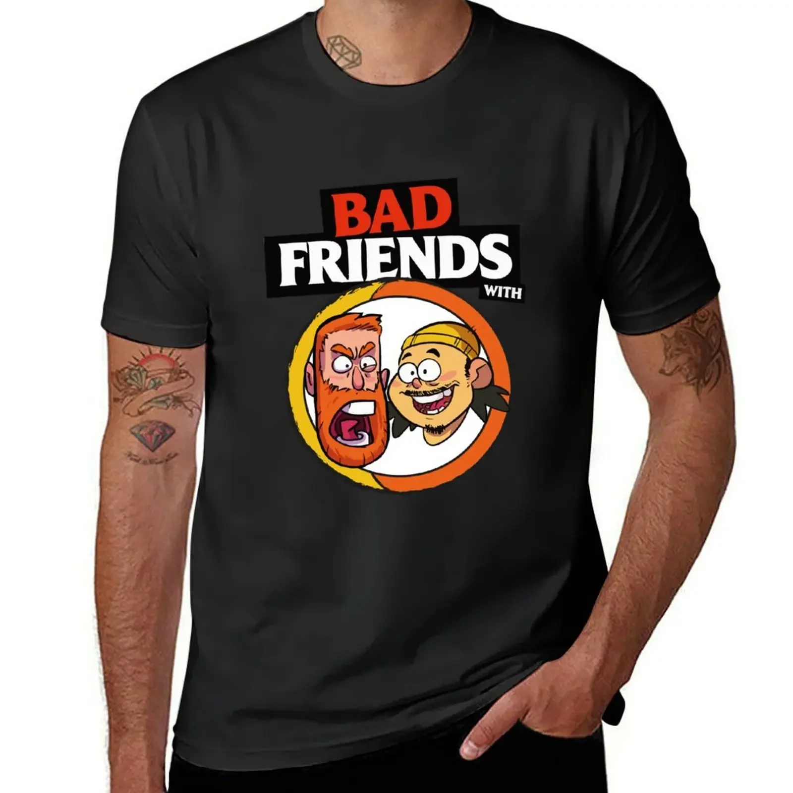 BAD FRIENDS PODCAST - BOBBY LEE - ANDREW SANTINO T-Shirt summer clothes blue archive Short sleeve tee sweat Men's clothing