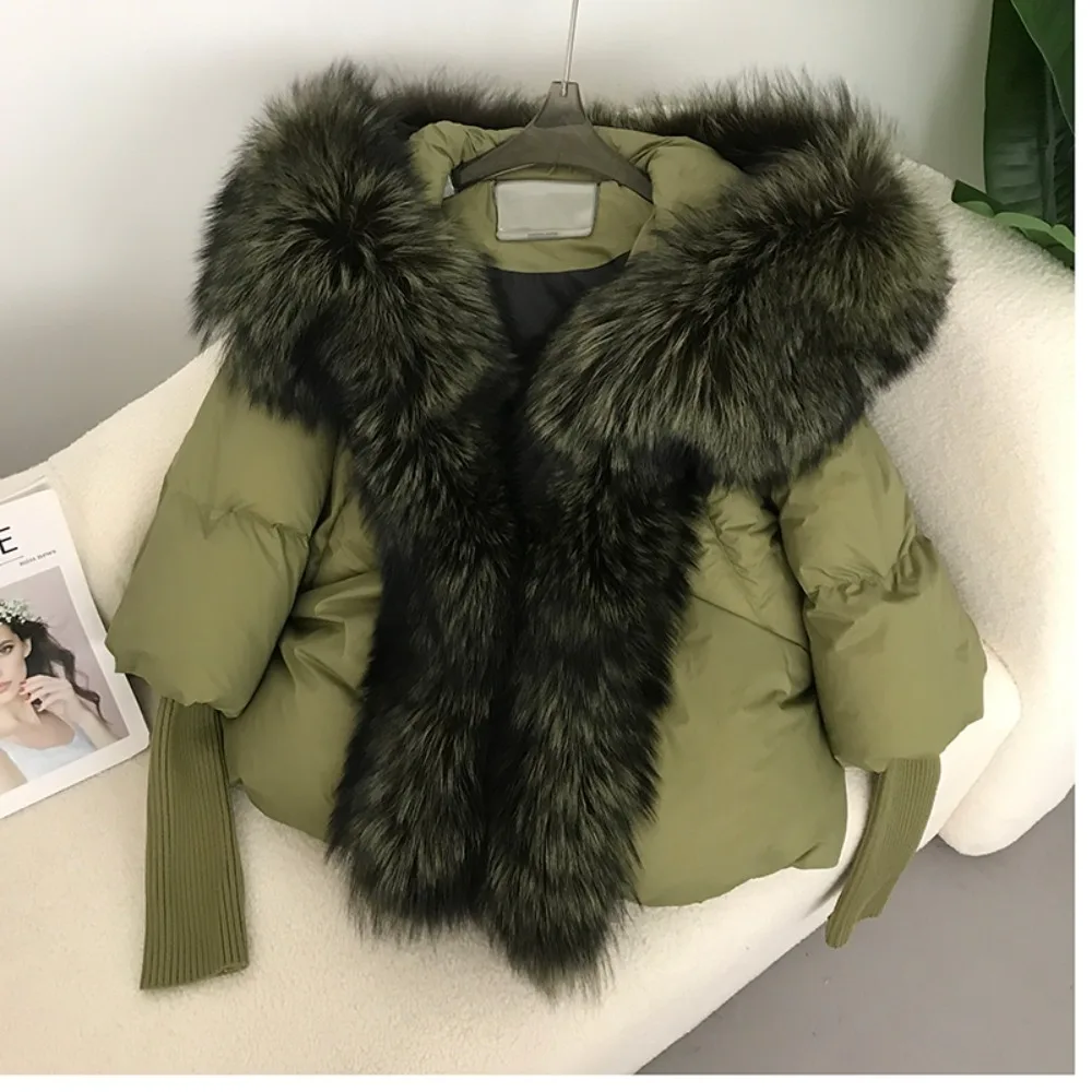 Duck Down Coat Winter 2024 Loose Oversize Puffer Jacket Women Real Fox Fur Collar Hooded Natural Thick Warm Streetwear Outerwear