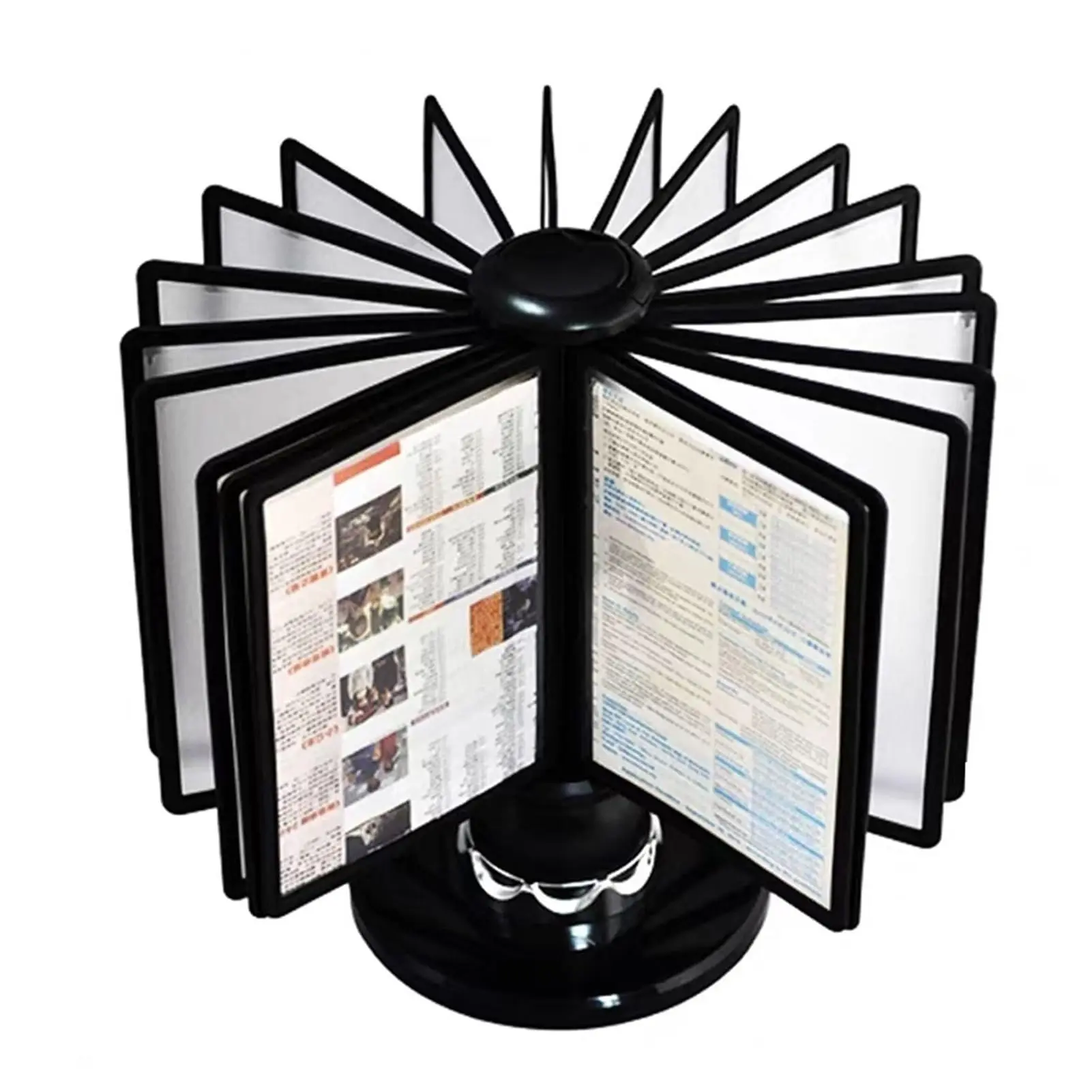 

Вращающийся настольный органайзер-дисплей с 20 двусторонними откидными панелями для офиса и отеля