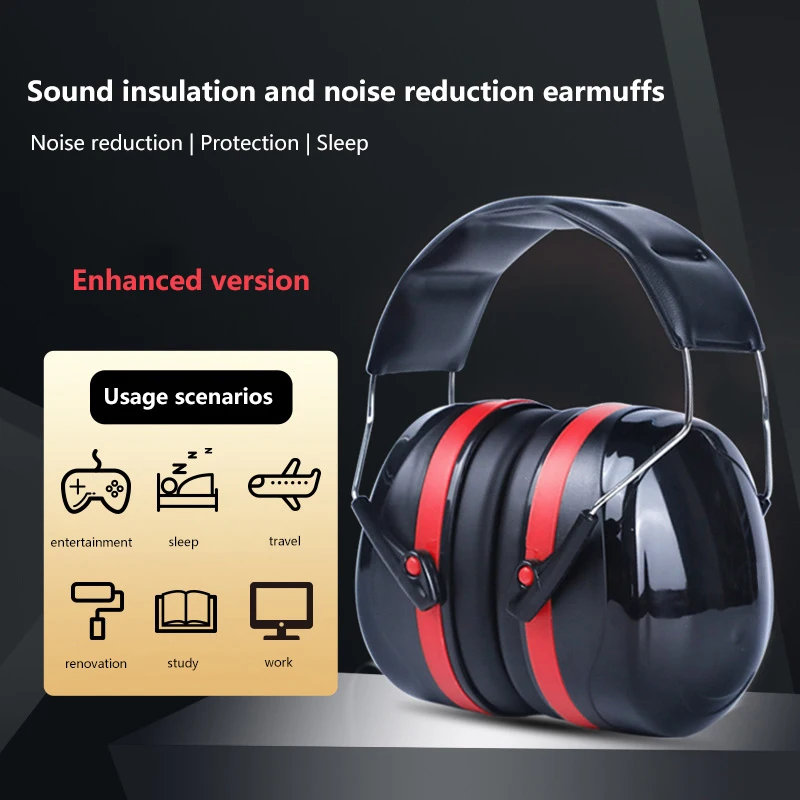 

SNR-34dB Hearing Safe Protection Foldable Earmuffs For Study Sleeping Work Anti-Noise Ear Protector Adjustable Head Earmuffs