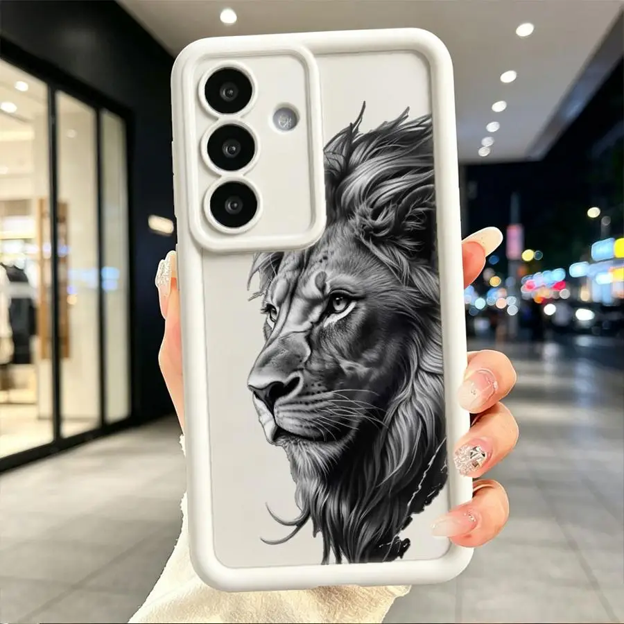 Left Profile Lion Phone Cover Case for Samsung Galaxy S26 S20 FE S23 S25 S21 Note 20 Ultra S22 Plus S24 ultra