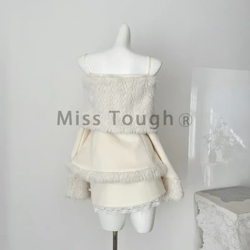 Christmas Sexy Vintage 2 Piece Sets Woman Winter Off Shoulder Y2k Sweet Design Mini Skirt Suit Female Bandage Retro Chic Outfits
