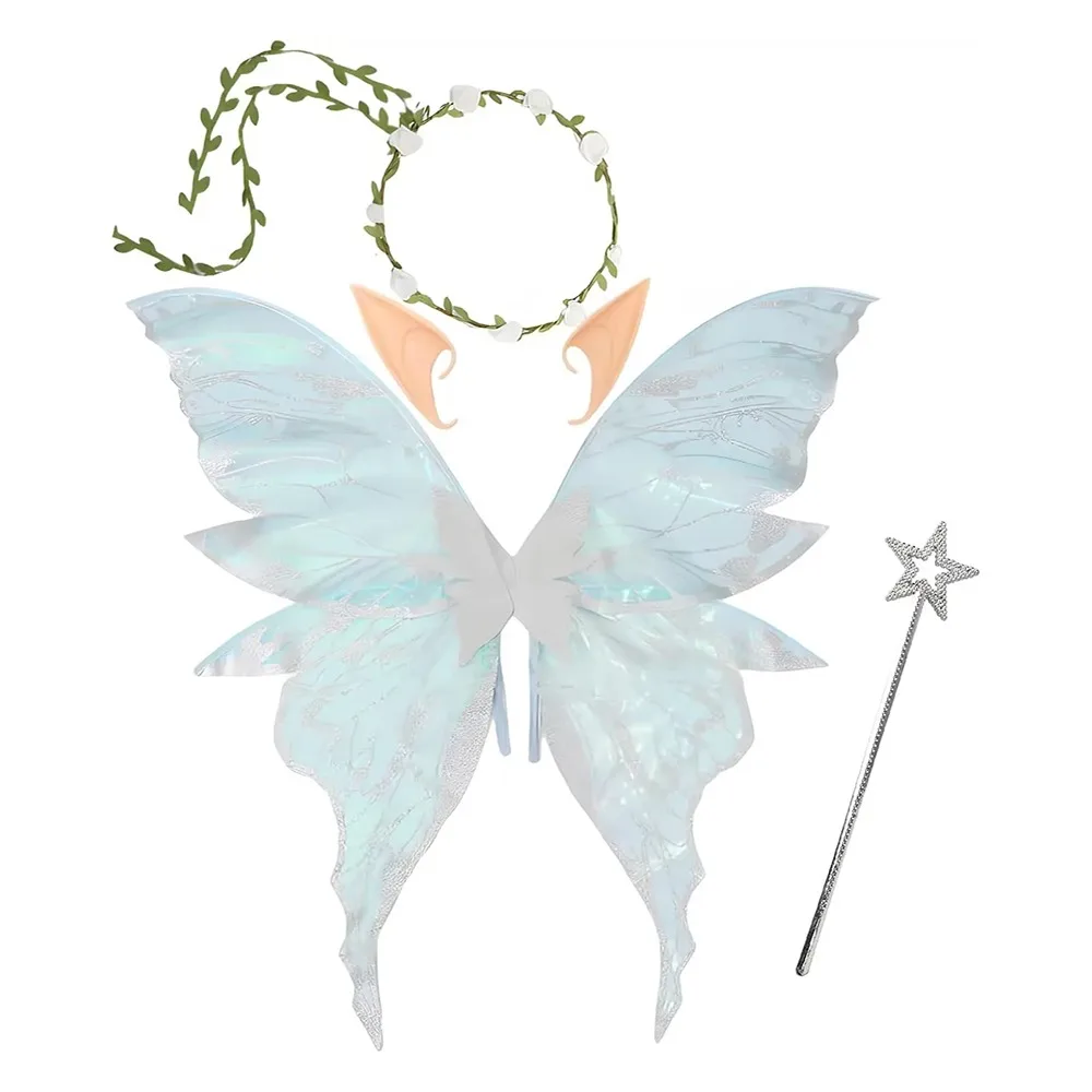 

Creative Fairy Butterfly Wings Fluttering Wings Sparkle Dress Up Wings Set Colorful Elf Ears Elf Wings Costume Stage Performance