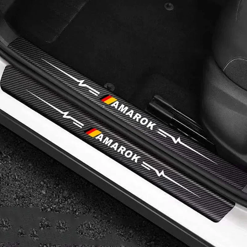 Car Decals Door Sill Trim Sticker for Volkswagen VW Amarok Badge Scuff Scratch Threshold Protective Film Trunk Bumper Strips