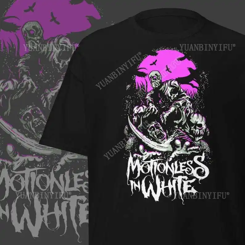 

Белая футболка Motionless in White Metalcore Band Merch, готическая рок-музыка, подарок для фанатов, мужская и женская одежда, топы с короткими рукавами