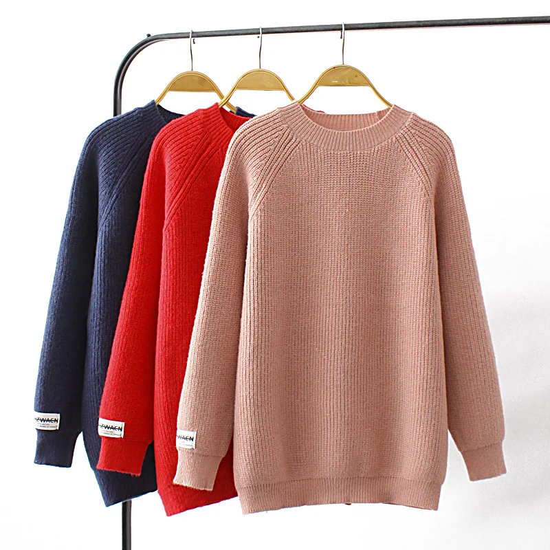 

4xl Plus Size Sweater Women Clothing Winter Loose Fit High Strecth Jumper Fashion Cuff Labeling Solid Mock Neck Knitted Pullover