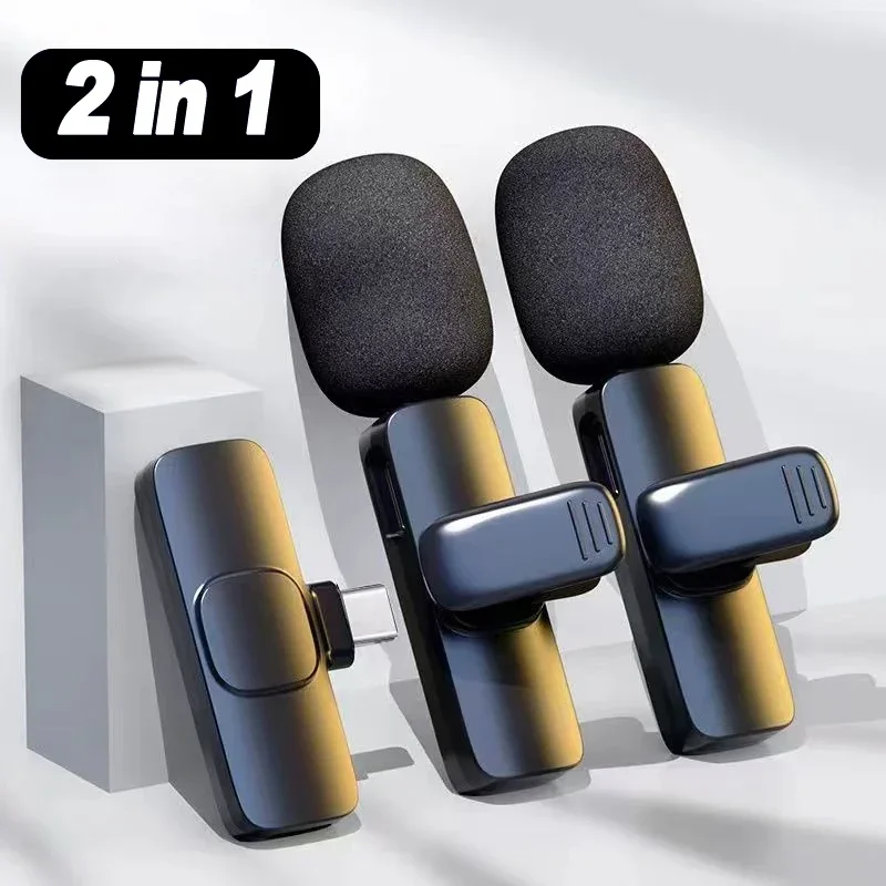 New Portable Wireless Lavalier Microphone Audio Video Recording Mini Mic Live Broadcast Noise Reduction Mic for iPhone Android