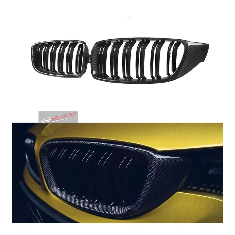 For 4 Series F32 F33 F36 M3 F80 M4 F82 F83 Front Bumper Kidney Grille Exhaust Carbon Fiber Bolt-On Protection & Decoration