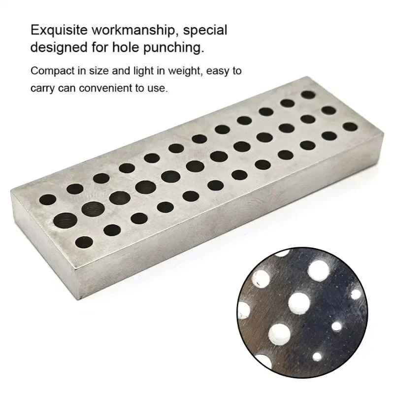 

36Holes Steel Plate Drilling Twisting Drill Carving Block Hole Punching Board Watch Repair Tool Accessory Watchmaker 7.6x2.5x1cm