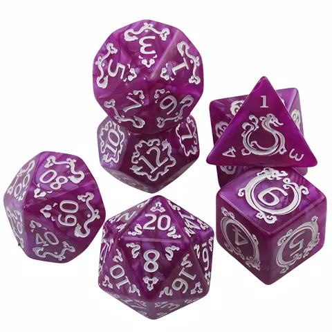 DND 주사위 세트, D&D 역할 놀이 게임, 클럽 파티 DND RPG 보드 게임 액세서리에 대한 7pcs 다면체 주사위 대리석 효과