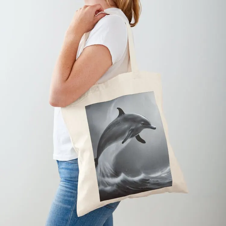 

Smiling Dolphin Tote Bag Handbags women tote bag men's custom fabric bag