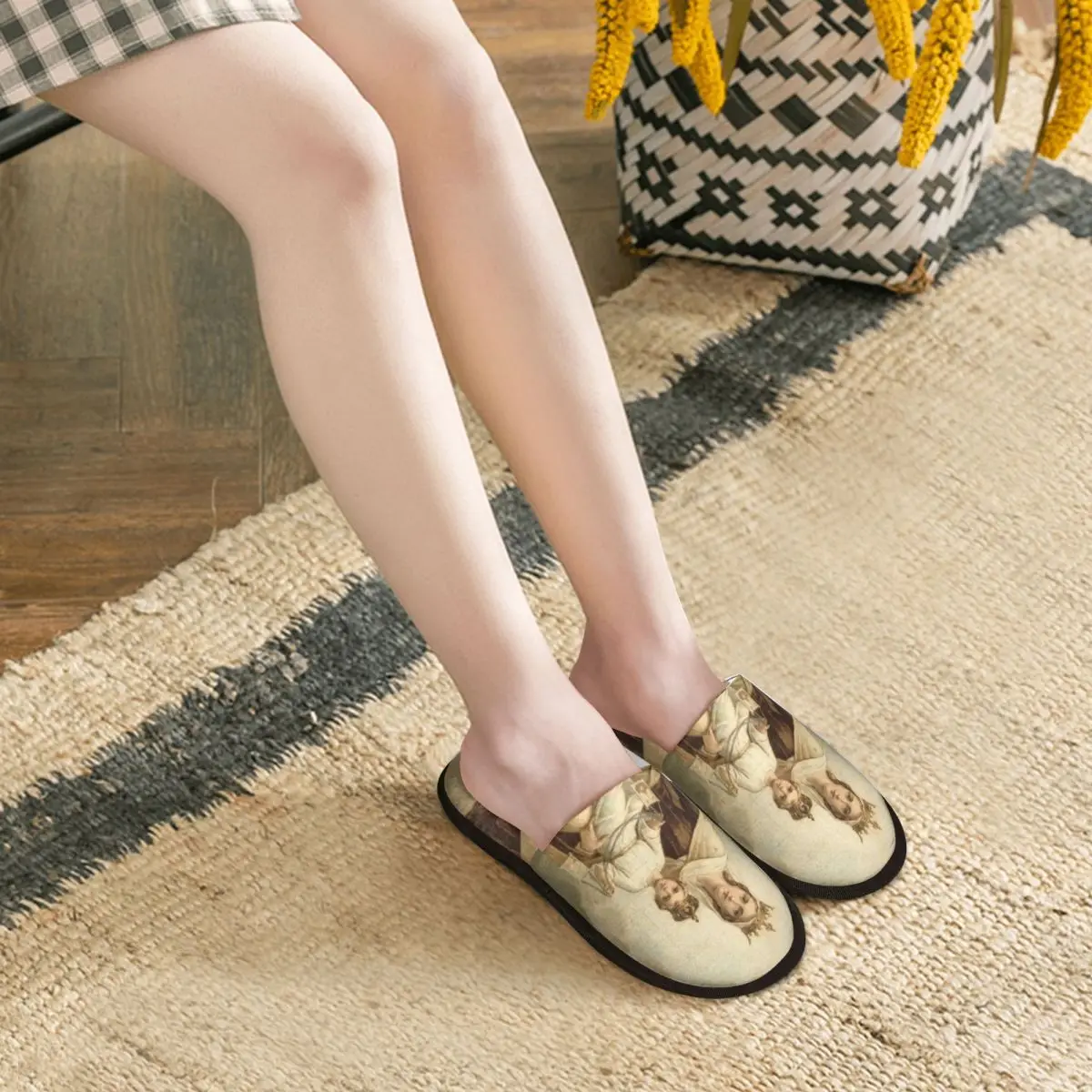 Custom Our Lady Of Mount Carmel Soft Memory Foam House Slippers Women Catholic Virgin Mary Comfy Warm Anti-Skid Slipper