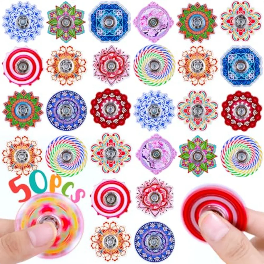 50 Pack Fidget Spinner for Mini Sensory Fidget Toys Adults 4812 with Autism ADHD Anxiety Toys Str Relief Teen Boy Bulk Gifts Pa