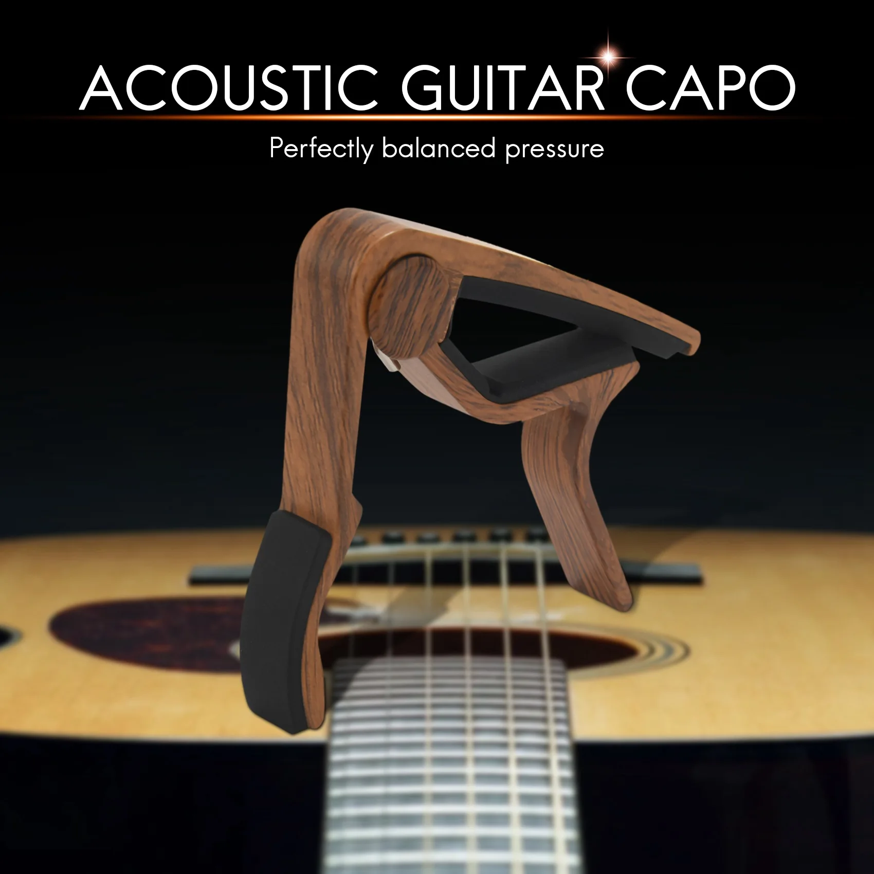 【SPECIAL】Guitar Capo REAL WOOD PICKS INCLUDED (2) Set For Acoustic Guitar, Electric Guitar Quick Change For Easy Transpose