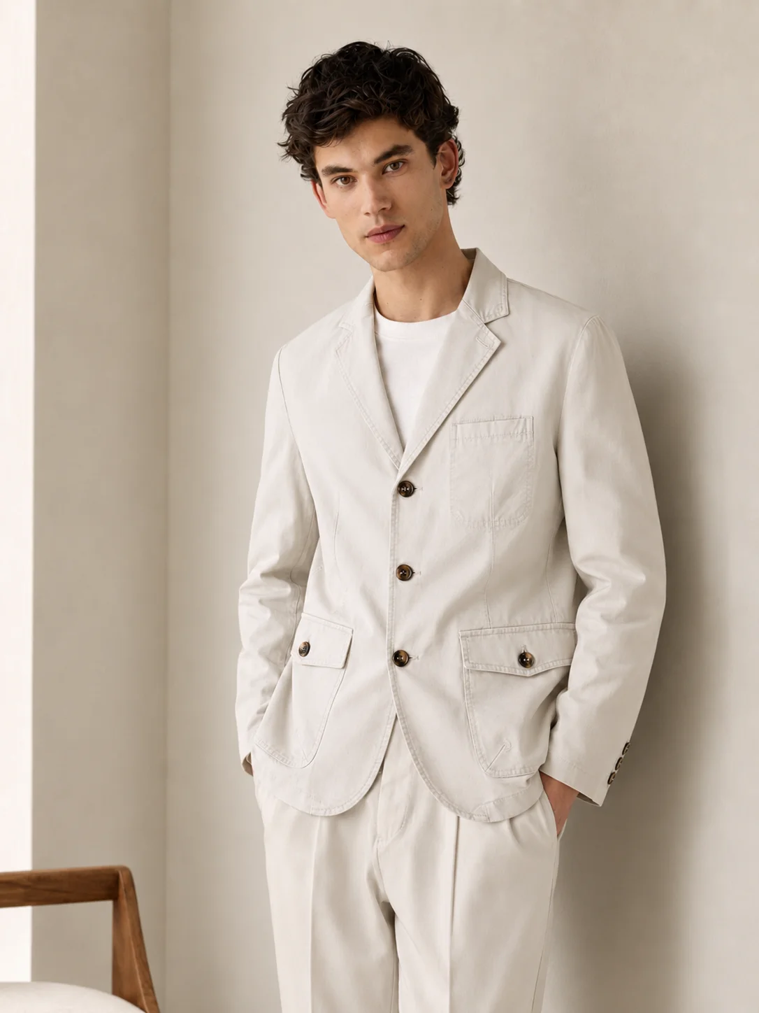 Men's Casual Washed Cotton Blazer Standard Fit Lightweight Suit Jacket Single Breasted Smart Casual Sport Coat Plus Size