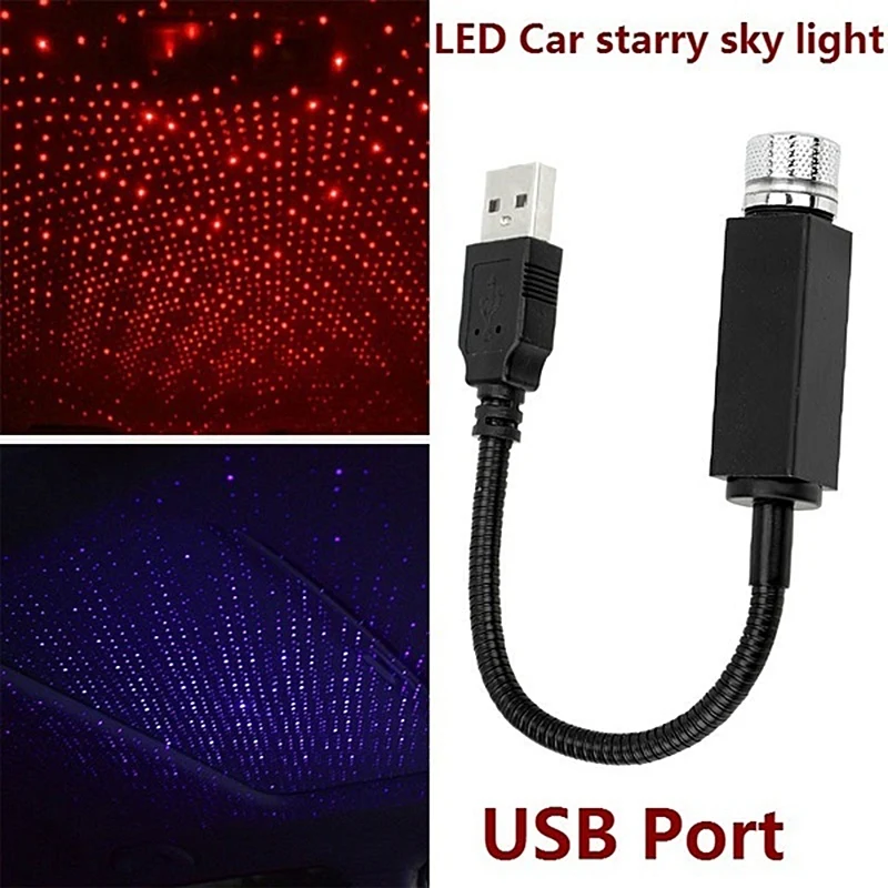 AD41-Car LED luces de cielo estrellado atmósfera Interior del coche techo noche estrella luz lámpara USB atmósfera