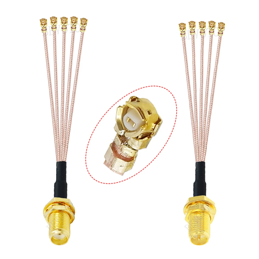 1Pcs RG-178 SMA to IPX-1 Splitter RP-SMA / SMA Female to 5 x U.fl IPX-1 Female RG178 Cable WIFI Antenna Extension Jumper Pigtail