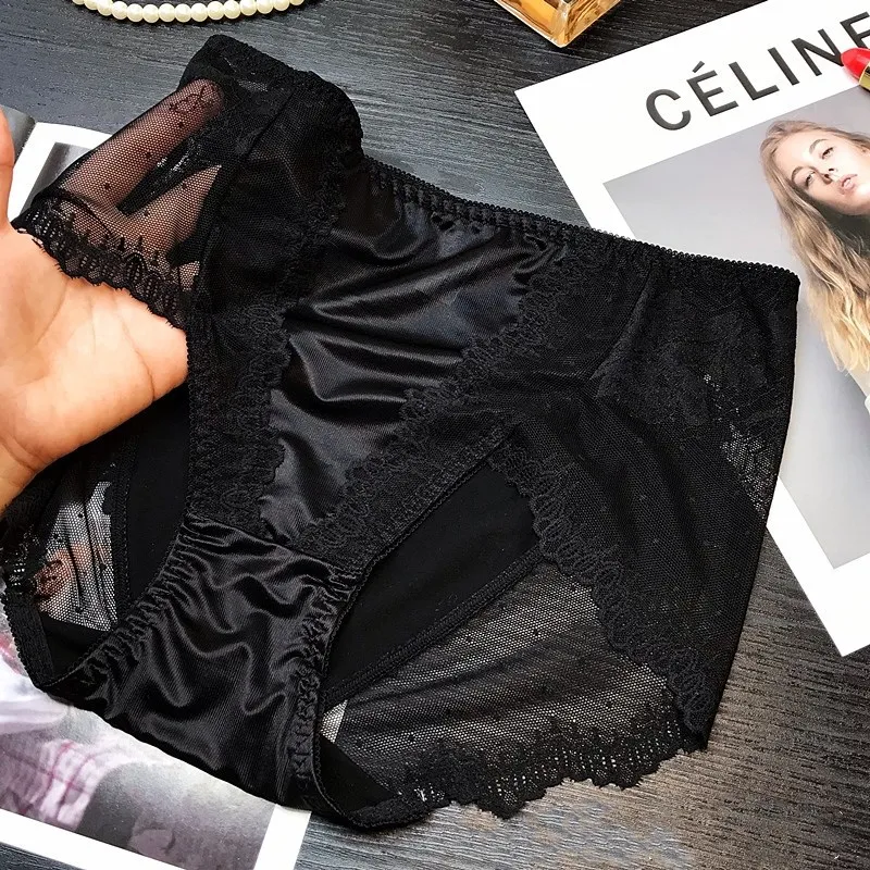 sexy panties satin Modal underwear women's hip-wrapped cotton crotch breathable lace sexy large size briefs ملابس داخلية للزوجين