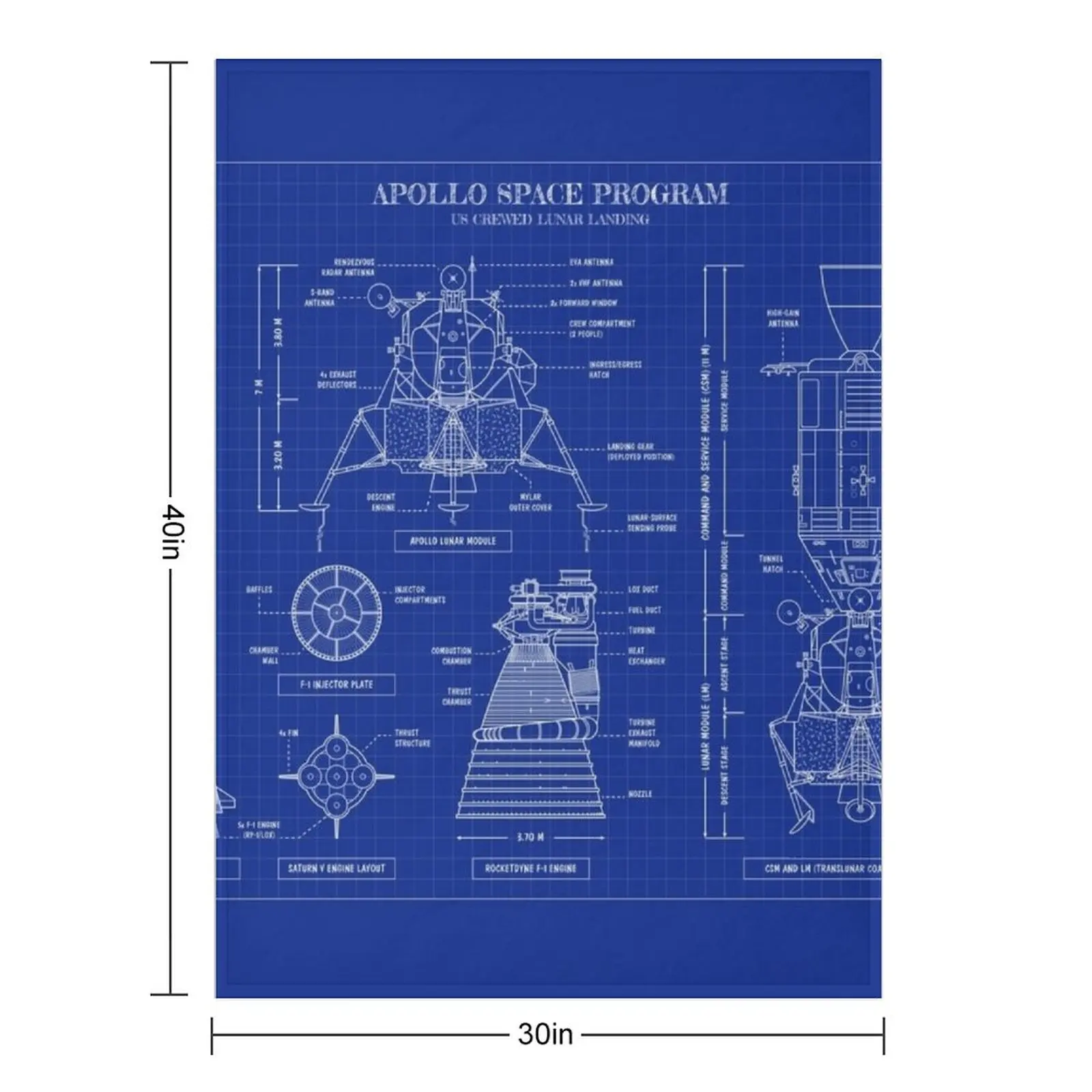 Apollo Program (Blueprint) Throw Blanket Decorative Throw heavy to sleep cosplay anime Travel Loose Sofa Blankets