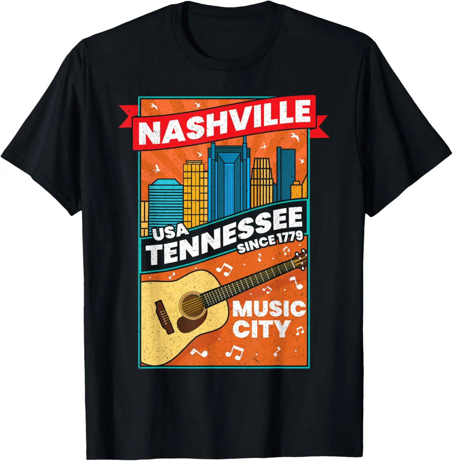 

Футболка Nashville Tennessee USA Music City Guitar Musician
