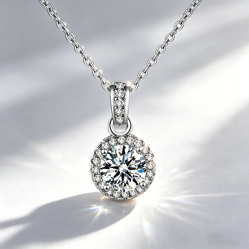 1CT Moissanit S925 Sterling Silber Schmuck mit GRA-Zertifikat Anhänger 1 Karat Halskette Großhandel D VVS Farbe Moissanit Damen – Detail 17