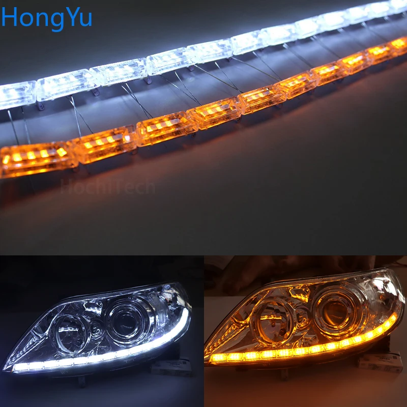 คริสตัลแองเจิลน้ําตาไฟวิ่งกลางวันพร้อมไฟเลี้ยวอัตโนมัติ DRL LED ไฟด้านข้างแบบยืดหยุ่นไฟลําแสง