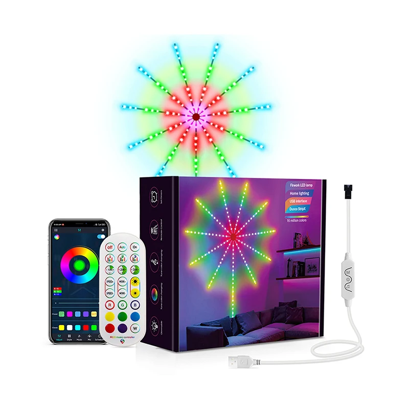 Firework Led Strip Lights For Room Wall Bluetooth Led Tape Light 5V Music Sync Led Lighting Strips Usb Led Strip Dream Color