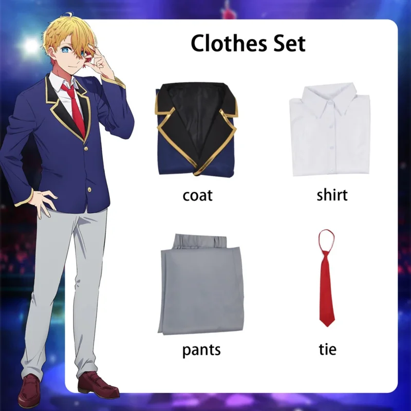 Aqua Cosplay Oshi No Ko Costume Wig Anime Hoshino Akuamarin Cosplay High School Uniform Suit Boys Men Halloween Outfits Shoes