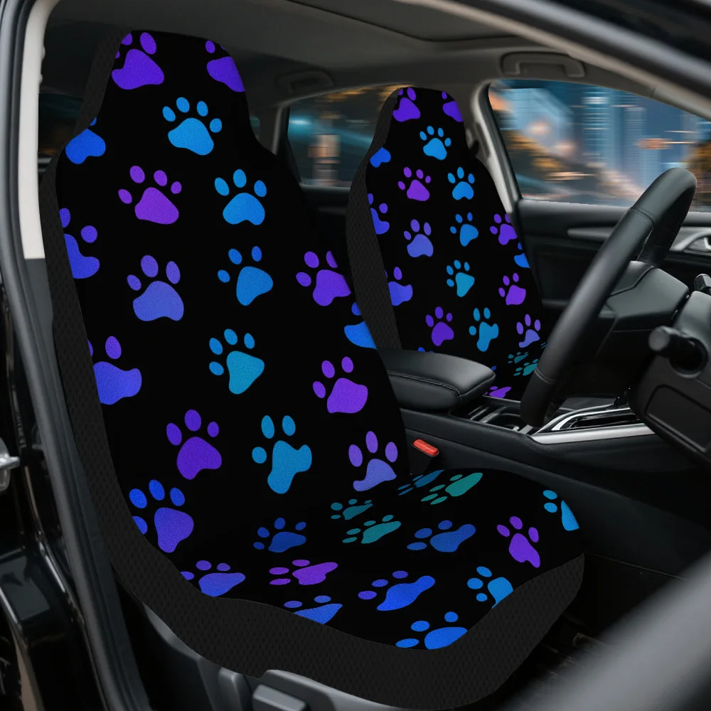 Set Of 2, Vibrant Paw Print Car Seat Covers – Complete Set Of Sturdy, High-Quality Front Seat Protectors, Universally Compatible