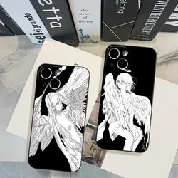 Beautiful Angel Phone Case FOR IPhone 15 pro max 14 11 12 Pro 15 16 Plus 13 Pro MAX XR XS Black Soft Covers