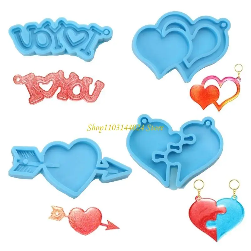 

N5KE 4 PCS День святого Валентина Клавиатура УФ -кристаллическая эпоксидная плесень силиконовая плесень