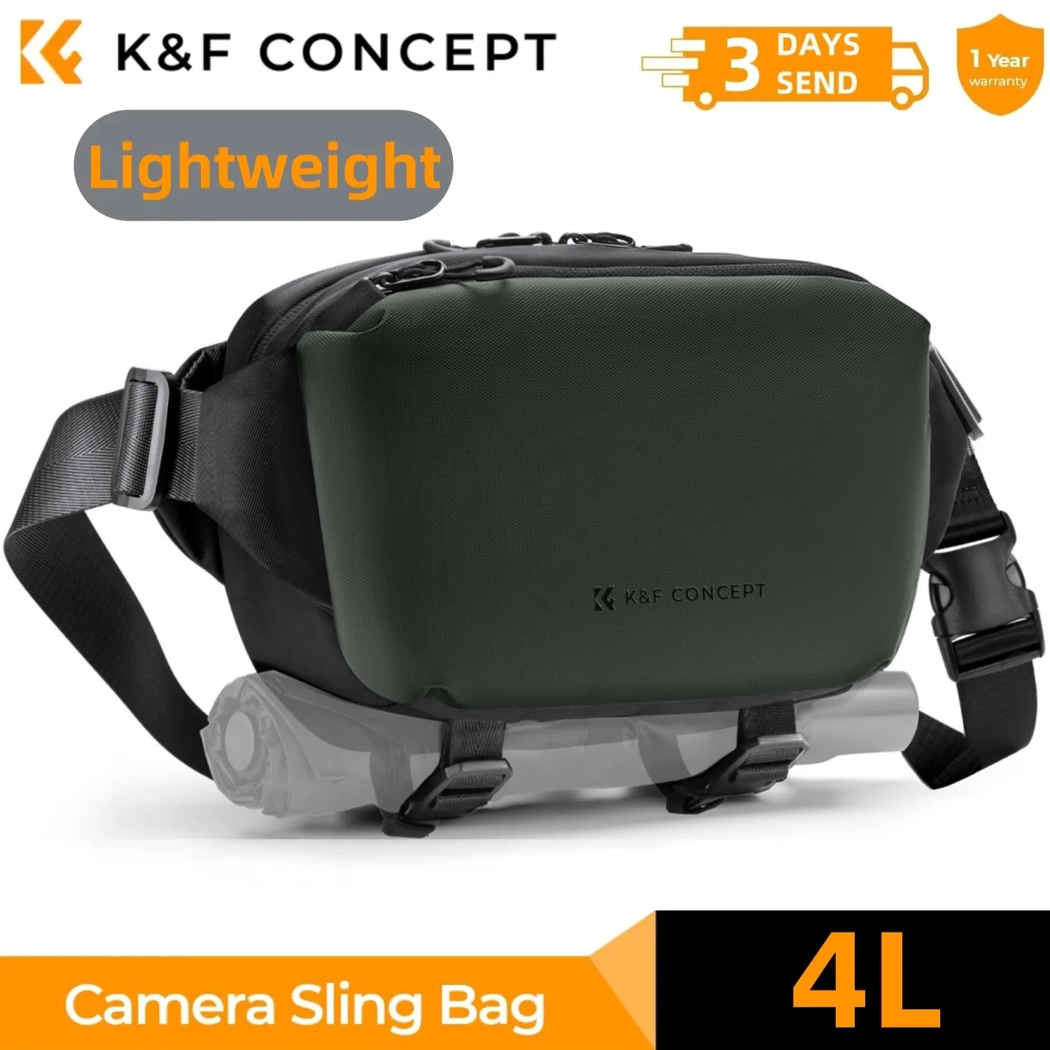 K&F CONCEPT 4L Camera Sling Bag Lichtgewicht reisfotografie schoudertas voor Canon Sony DSLR SLR cameratas Statiefhouder