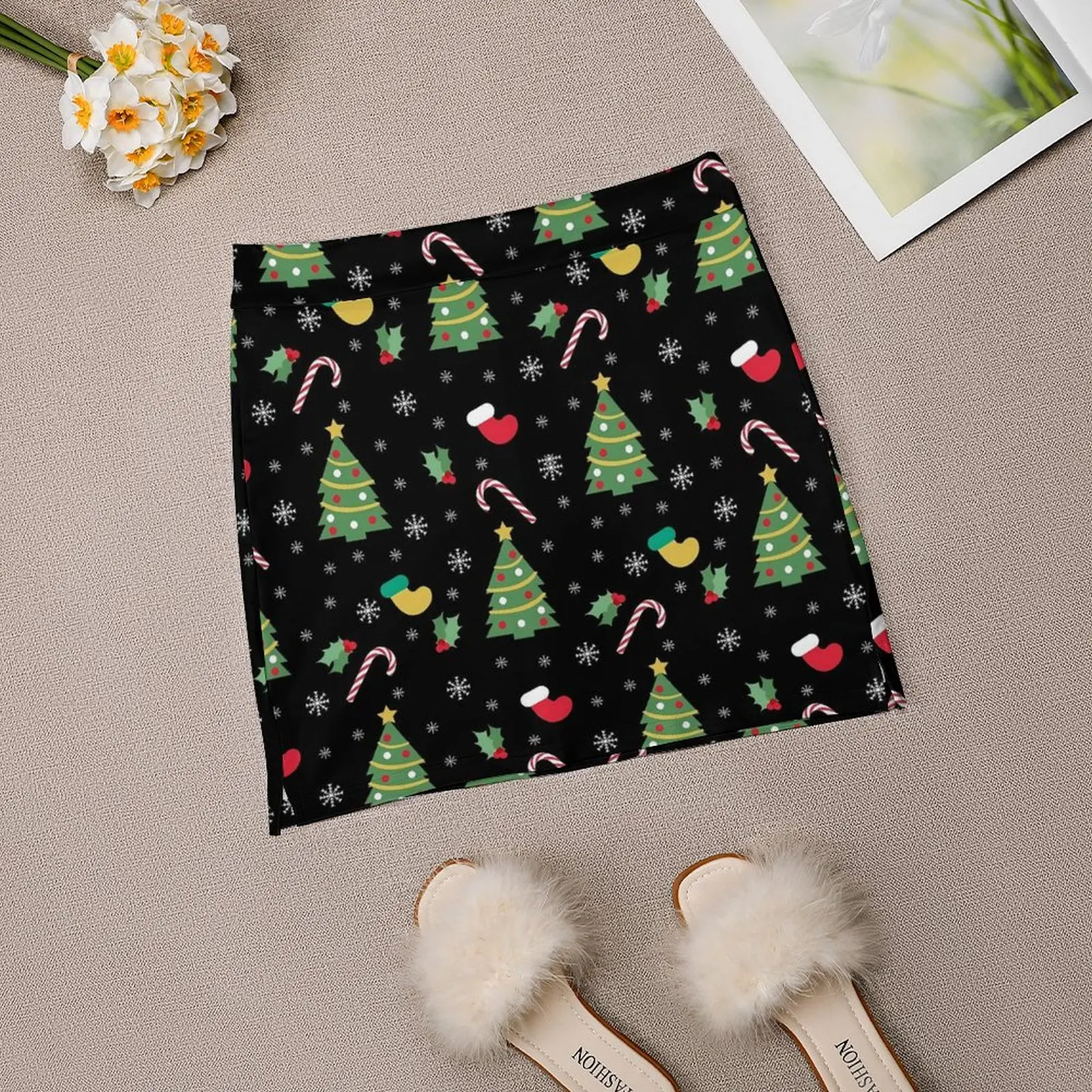 Christmas Print Skirt Summer Green Tree Street Fashion Casual A-line Skirts Modern Mini Skirt Women Custom Oversized Bottoms