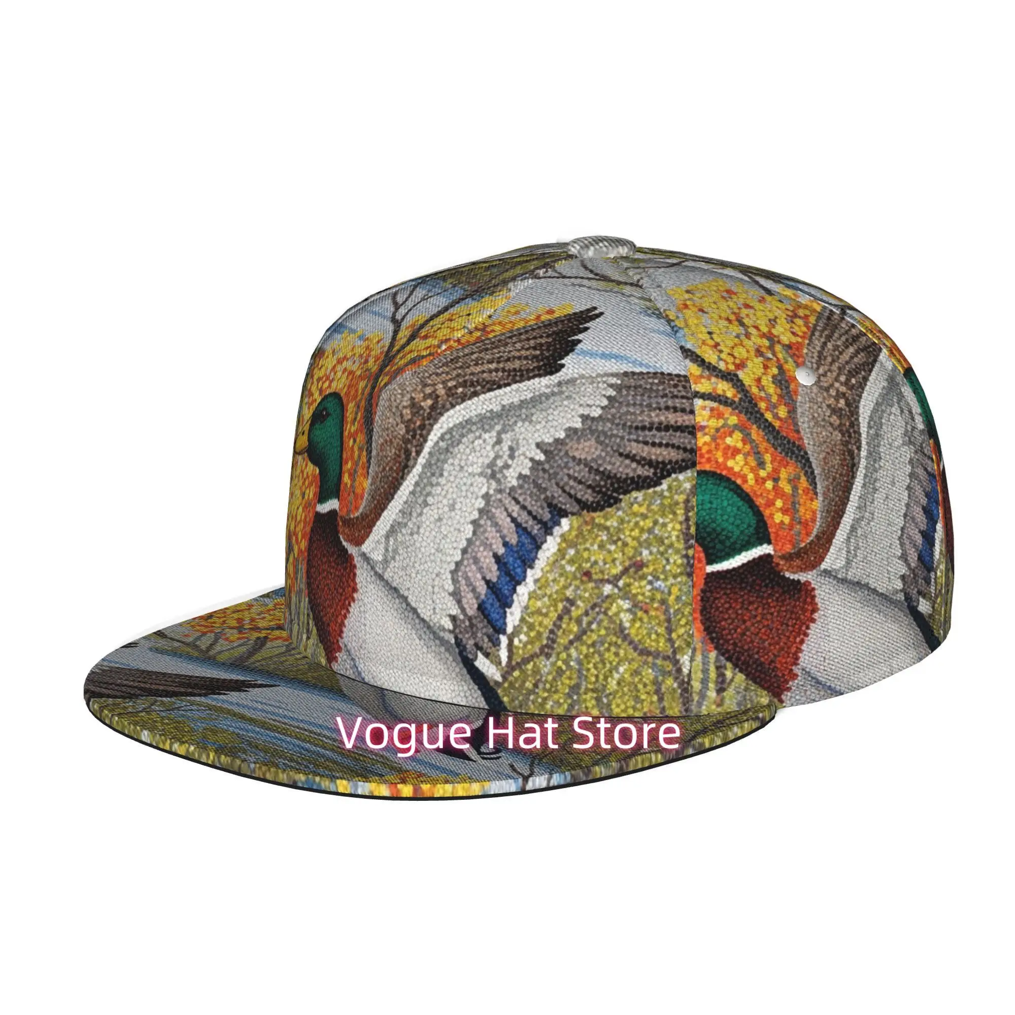 Men's & Women's Baseball Cap with Mosaic Print Adjustable Snap Brim - Lightweight Flat-Top Hat Suitable for Casual Outdoor, - We
