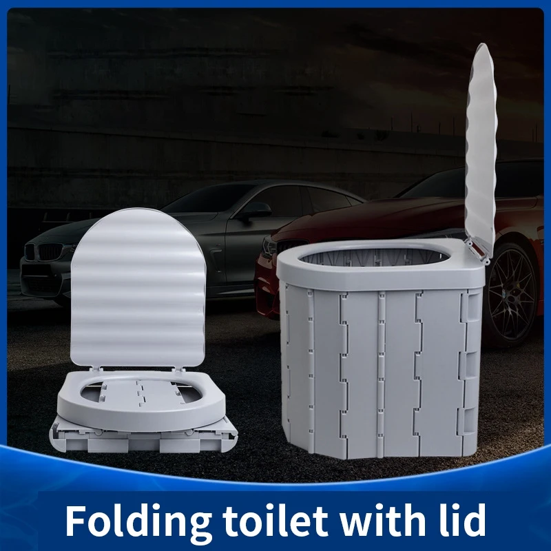 Portable Folding Toilet With Lid Travel Commode Car Potty Vehicular Urinal Toilet Seat For Outdoor Camping Travel