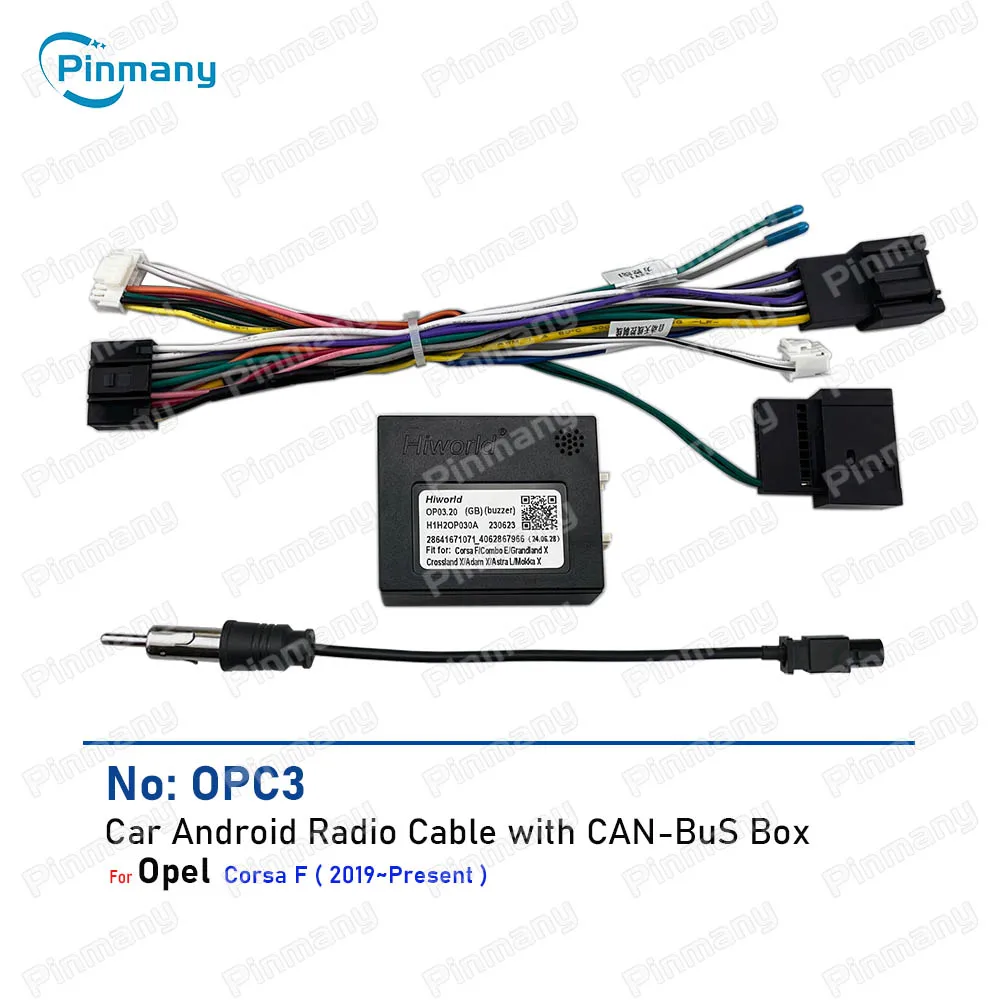 

Автомобильный радиоприемник, стерео аудиокабель, 16-контактный жгут проводов с разъемом питания CANBus, адаптер CAN-шины OPC3 для Opel Corsa F