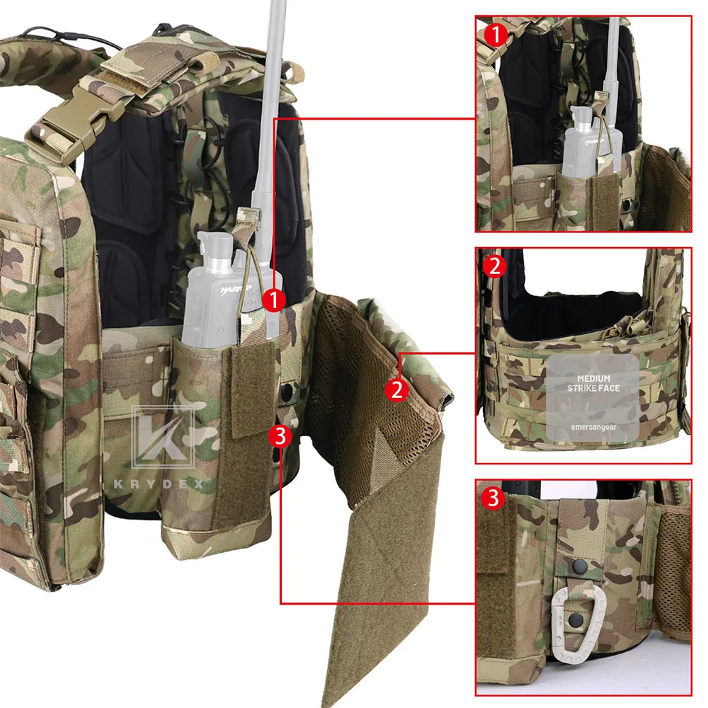 KRYDEX Tactical  Vest MOLLE Plate Carrier Heavy Duty Body Armor Airsoft Army Paintball Combat Protective Camo Vest Accessory