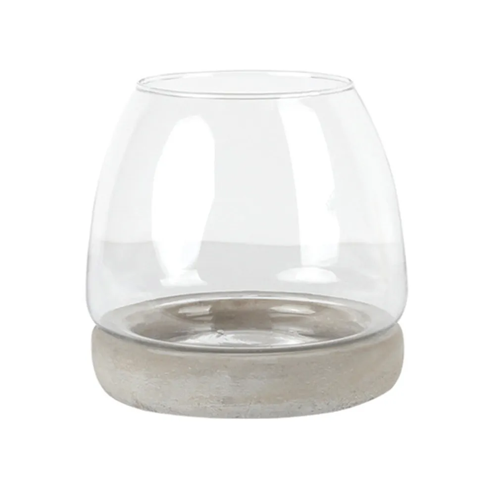 Cement Bottom Glass Vase Exquisite Workmanship Warm Elegant Floral Decor Simple Lines Crystal Clear Luster Home Desktop Flower