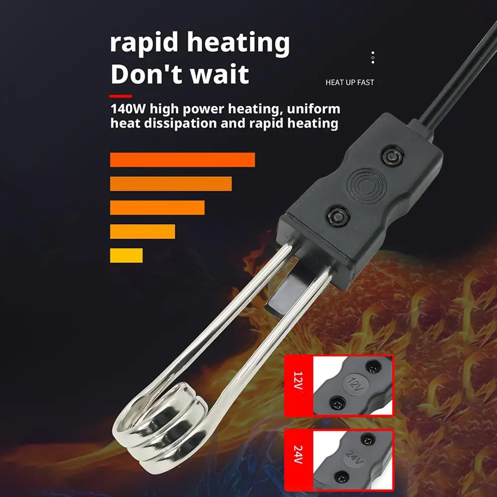 12V/24V Car Immersion Heater Car Auto Cup Mug Water Coffee Tea Kettle Heater Electric Parts Auto Soup A1K3