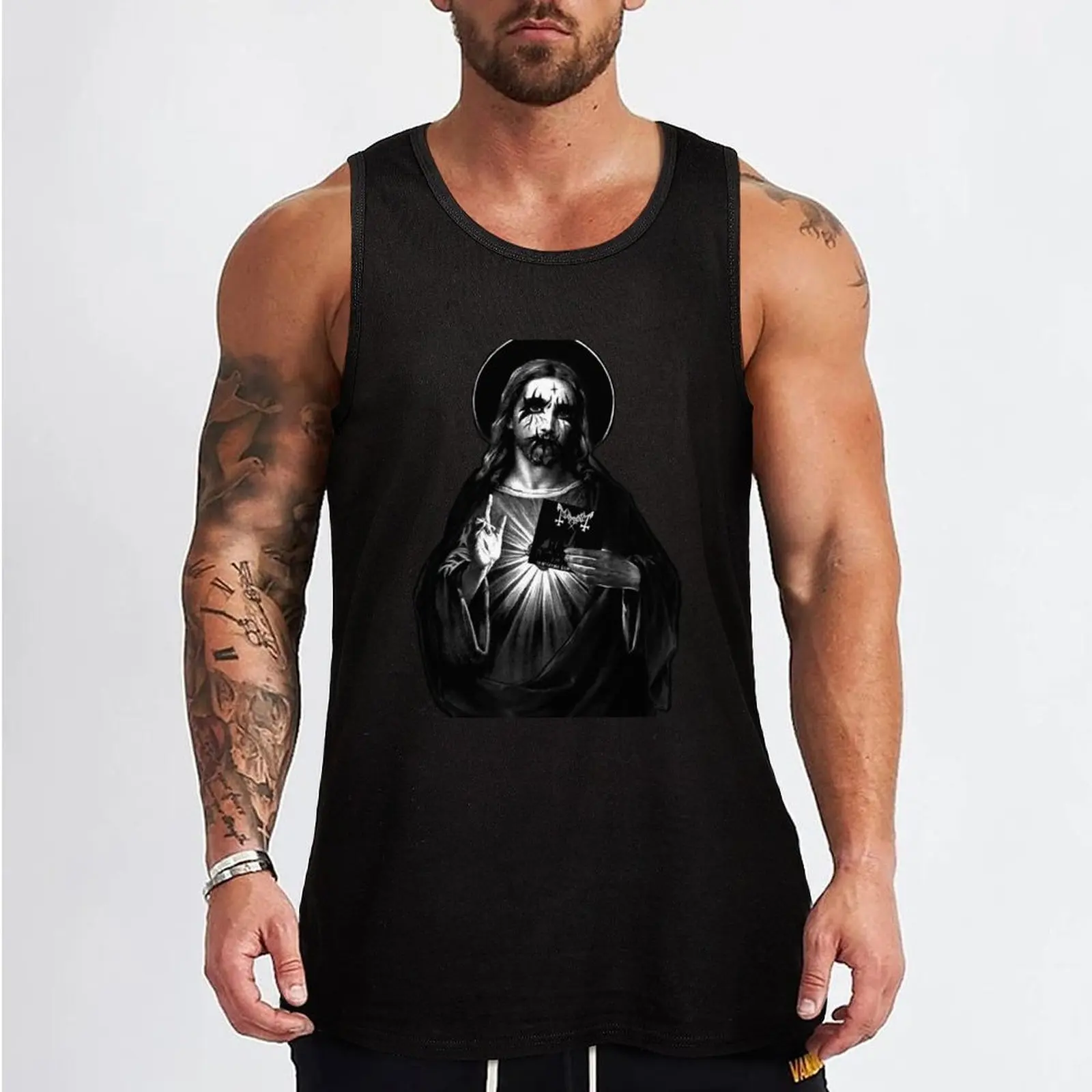 Kvlt Jesus Christus Tank Top Basketball Fitness Gym Shirt Mann