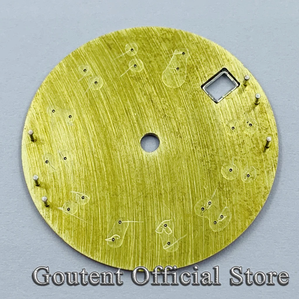 Goutent 28.5mm Green Luminous Sterile Watch Dial Fit NH34 NH35 Automatic Movement Fit 3 O\'Clock Crown 3.8 O\'Clock Crown