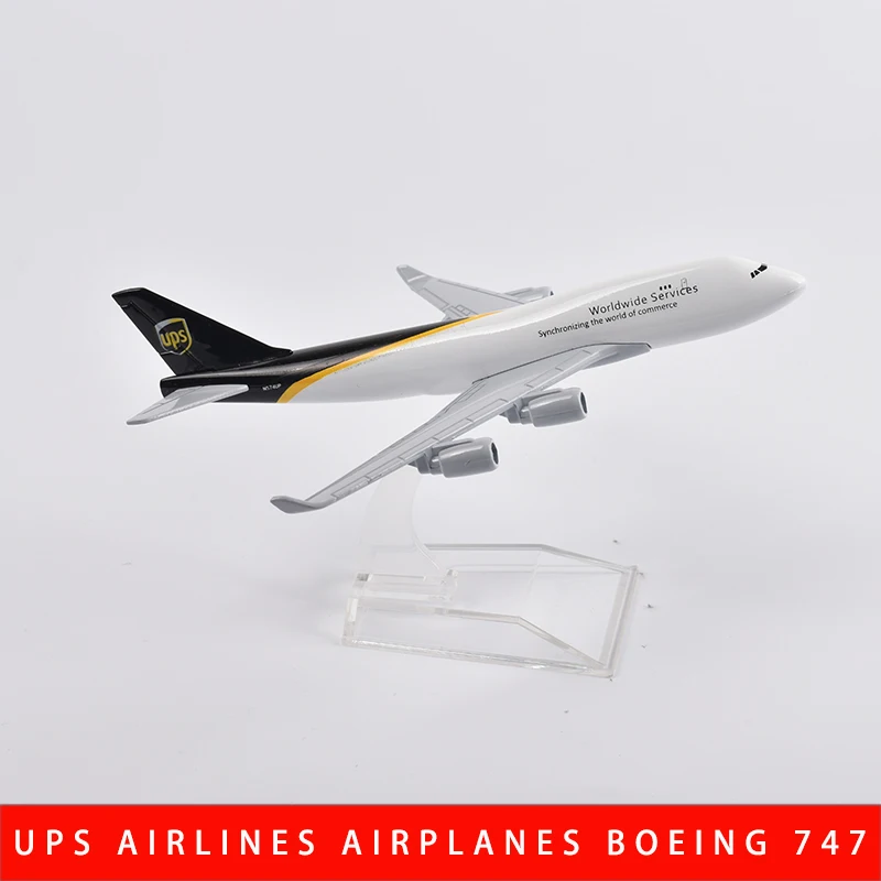 Jason Tutu 16Cm Ups Airlines Boeing 747 Vliegtuigmodel Vliegtuig Diecast Metalen 1/400 Schaal Vliegtuigen