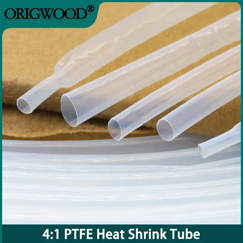 

1/2/5m PTFE Heat Shrink Tube Diameter 2mm 4mm 6mm 8mm 9.6mm High Temperature 260Deg. C/600V 4:1 Shrinkage Ratio Translucent