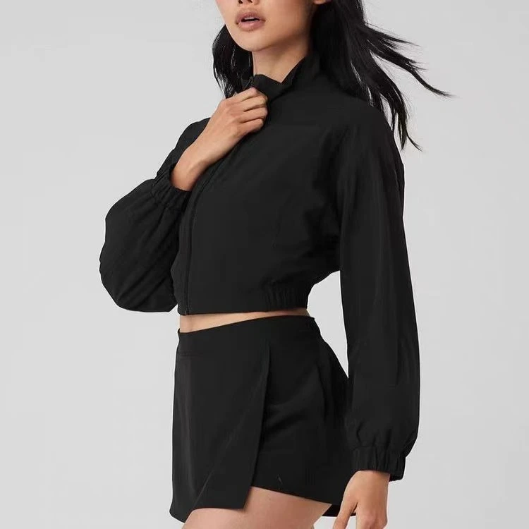 

Accolade Yoga Fashion Clubhouse короткая куртка женское спортивное пальто с воротником-стойкой дышащий повседневный топ с длинными рукавами для бега на открытом воздухе