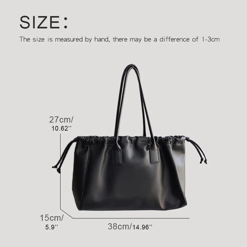 Large Capacity Casual Tote Bags And Purses Luxury Designer Handbags For Women 2023 New PU Drawstring Buckle Closure Shoulder Bag